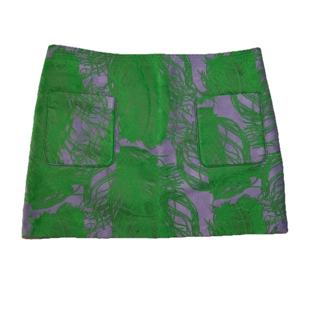 Iris Apfel H&M Mini Skirt Purple And Green Jacquard Size 22 *READ*